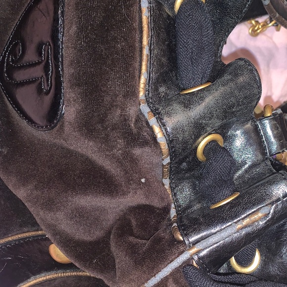 Y2K!RARE Vintage Juicy Couture Black & Brown Velvet Daydreamer w/ embroidered🌹 - Picture 12 of 16